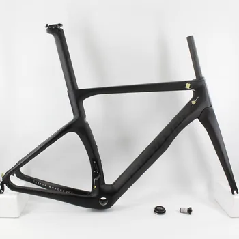 Yeni Siyah renk 700C Yol Bisikleti 3 K Tam Karbon Fiber bisiklet şasisi karbon çatal + seatpost + kelepçe + kulaklık parçaları V fren Ücretsiz gemi