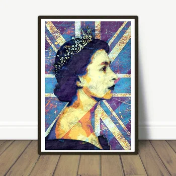 Pop Art Kraliçe Elizabeth II Portre VE Union Jack Duvar sanat posterleri tuval dekoratif tablolar Baskı Ev Dekorasyon için Resim