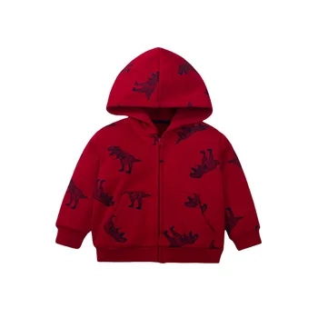 Küçük maven Bebek Erkek Yeni Moda Kalın Ceket Ceket Kırmızı Hoodie Dinozor Kış Giysileri Çocuklar için 2-7 yıl