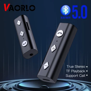 VAORLO taşınabilir Bluetooth 5.0 Ses Alıcısı Stereo Müzik Kablosuz Adaptörü 3.5 MM AUX TF Jack Araç Kiti Kulaklık Hoparlör