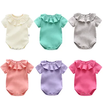 6 renkler Bebek Bodysuit Kısa Kollu yaz giyim kızlar için Yenidoğan Pamuk Bebek Tek Parça Tulum Çocuklar Kız tırmanma giysi