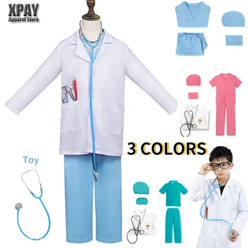 Çocuklar Doktor Hemşire Gömlek Pantolon Ceket Sahne Takım Elbise Erkek Kız Cadılar Bayramı Cosplay Kostümleri Çocuk Parti Rol Oynayan Elbise Kıyafet
