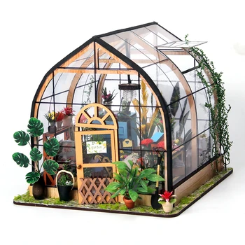 DIY Ahşap Bebek Evi Minyatür Bahçe Yapı Kitleri Dollhouse Mobilya Çiçek Casa Oyuncaklar Roombox Kızlar için Noel Hediyeleri