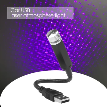 USB LED Araba Çatı Yıldız Gece Lambası Lazer Projektör Atmosfer Dekoratif Lamba Ayarlanabilir Çoklu Aydınlatma Efektleri Kırmızı Mavi 5V