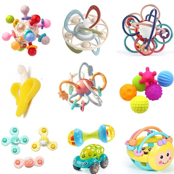 Bebek diş çıkartma oyuncakları Çıngırak Bebekler için 1 2 3 Yıl Duyusal bebek oyuncakları 0 6 Ay Açgözlü Faaliyetleri Çiğnemek Montessori eğitici oyuncak