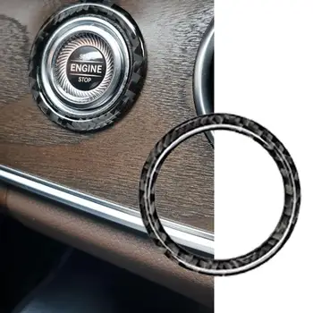 YENİ Araba Anahtarı Start Stop İç Dekorasyon Daire Kapak Araba Styling İçin Fit Mercedes C E Sınıfı W205 GLC Karbon Fiber Halka