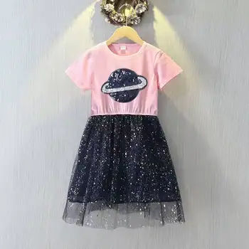 Çocuklar Kız Elbise Yaz 2022 Bebek Prenses Elbiseler Yeni Kısa Kollu Örgü Elbise Çocuk Parti Giyim Vestidos Cortos