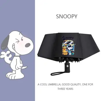 Snoopy Karikatür Yağmur ve Güneş Çift Kullanımlı Şemsiye Taşınabilir Otomatik Güneş Koruyucu koruyucu şemsiye Kawaii Anime Hediyeler Kızlar için