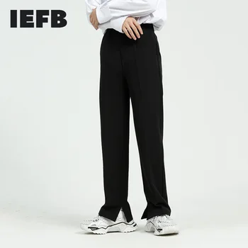 IEFB erkek Giyim Yeni Bölünmüş Dipleri Rahat Pantolon 2023 Sonbahar Yeni Düz Pantolon Kore Geri Elastik Bel Takım Elbise Pantolon 9Y5961