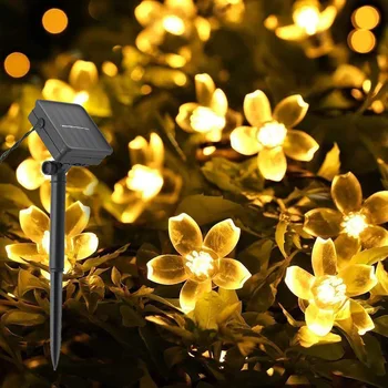 7 m 12 m güneş çelenk noel ışık açık 8 Modu şeftali çiçek LED perili dizi lamba bahçe çiçeği parti düğün dekorasyon