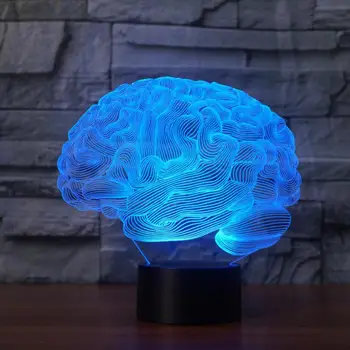 Beyin 3d lamba Led yedi renk uzaktan kumanda akrilik görüş Led gece lambası Luminaria Led yenilik 3d çocuk odası ışık