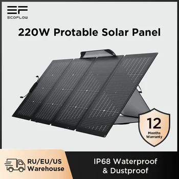 ECOFLOW 220W Taşınabilir İki Yüzlü GÜNEŞ PANELI katlanabilir solar şarj aleti Güç İstasyonu için Su Geçirmez IP68 Ayarlanabilir Kickstand İle