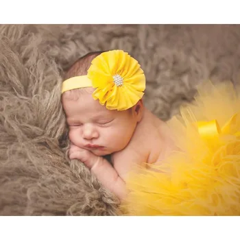Bebek kadın kostümü Tutu Etek ve Çiçek saç bandı seti Yenidoğan Fotoğraf Sahne Tül etek Elbise 0-9M 8 Renkler