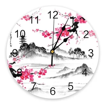 Japon Manzara Sakura Dalları duvar saati Modern Tasarım Oturma Odası Dekorasyon Saati Dilsiz Asılı İzle Ev Dekorasyonu