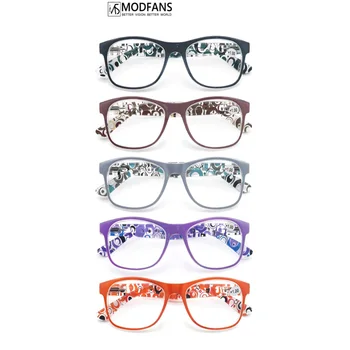 MODFANS okuma gözlüğü Kadınlar için, Okuyucular Gözlük, Yuvarlak Retro Baskı Tasarım Çerçeve, Bahar Menteşe Konfor Giyim, Diyoptri ile