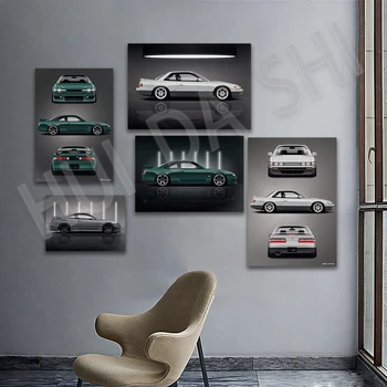 Silvia S13 180SX / 200SX / 240SX 1988-1994 Tuval Baskı Jdm Posterler Silvia S14 1995-2000 Ev Dekor Jdm Posteri