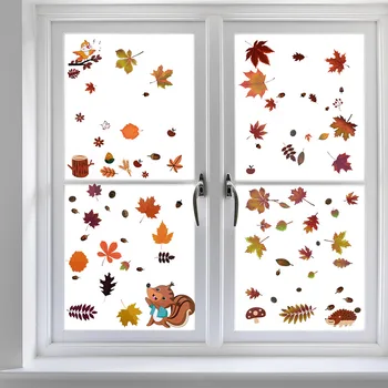 Pencere Duvar Sticker Ev Dekor Şükran Sonbahar Akçaağaç Yaprakları Duvar Sanatı PVC Sticker Çıkartmaları Parti Süsleme cam kapi Buzdolabı