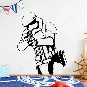 Stormtrooper Vinil Çıkartması Duvar Sticker Asker Sanat Süslemeleri Ev Züccaciye Oturma Odası Çocuk Yatak Yurt 4435