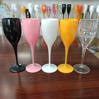 1Cup şampanya flüt kadehler Gözlük PC Plastik şarap bardakları Bulaşık Makinesinde yıkanabilir Beyaz Akrilik şampanya kadehi Şeffaf Turuncu Beyaz