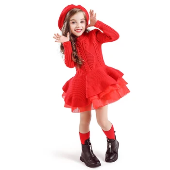 Kızlar Örme Elbise Yeni Yıl Sonbahar Kış Giysileri Ren Geyiği Çocuklar Kızlar İçin Elbise Prenses Kostüm Sıcak Noel Elbiseler 3 8t