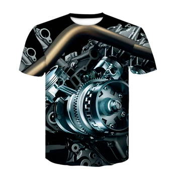 Motosiklet 3D Baskı T-shirt Punk Giyim Retro Elbise Mekanik Tshirt Erkekler Kadınlar Moda Casual Streetwear Boy Üstleri