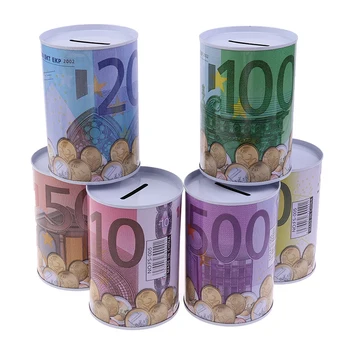 Teneke Silindir Kumbara Euro Dolar Resim Kutusu Ev Tasarrufu Para Kutusu Ev Dekorasyon Para Kutuları