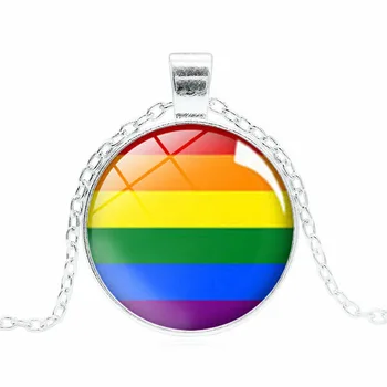 Kolye Kolye 10 Adet Eşcinsel Çift Unisex Gökkuşağı Zincir Yüksek Kalite Takı Hediye LGBT Hakları Pride Kolye