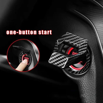 Araba Start Stop Düğmesi koruma kapağı Karbon Fiber Evrensel Araba basmalı düğme Kapağı Motor Kontak Anahtarı Dekoratif Halka Trim