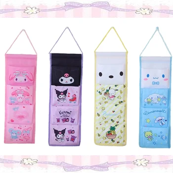 Sanrio Duvara Monte saklama çantası Kawaii Melodi Kuromi Hello Kitty Sevimli Taşınabilir Ev Depolama Asılı Çanta Çok katmanlı saklama çantası