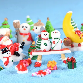 Çocuk Oyuncak Noel Minyatür Heykelcik Garland Dekor için Noel Baba Reçine Heykeli Odası Dekorasyon Noel Damla Süsler Oyuncak Hediyeler