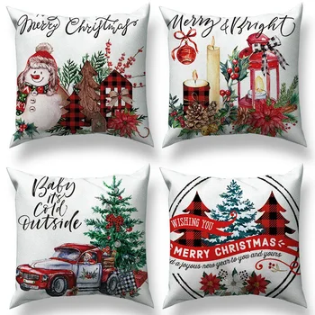 45cm Beyaz Noel Kısa Peluş PillowcaseSata Kardan Adam Noel Dekoratif Yastık Örtüsü Mutlu yılbaşı dekoru Ev İçin Mutlu 2023