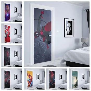 Marvel süper kahraman aile kapı odası kapı ev dekor posteri kapı sticker sanat dekorasyon çıkartması pvc malzeme Demir Adam Örümcek Adam
