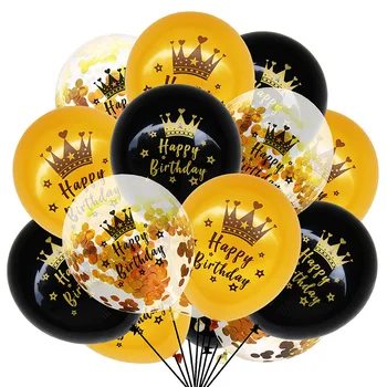 15 Adet Siyah Altın Lateks Balonlar 18 30 40 50 Mutlu Doğum Günü Partisi konfeti balonları Yetişkin Doğum Günü Balonlar Süslemeleri Malzemeleri