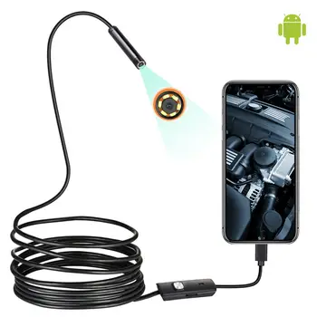 7mm Endoskop Kamera Su Geçirmez Mini 1m Yumuşak USB LED Mikro Endoskop Araba için 6 LEDs Ayarlanabilir Kanalizasyon android kamera / PC
