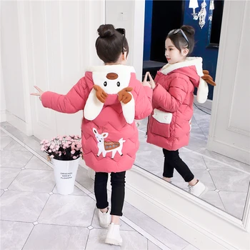 Çocuk Pamuk Ceket Kış Kalın Giyim Noel Açık Kahverengi Kız Ceket Kapşonlu Parkas Kabanlar 4-10 yaşında TZ88