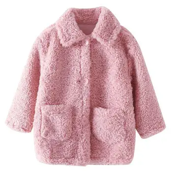 Peluş Kız Ceket Bahar Sonbahar çocuk Giyim Moda Küçük Prenses Lambswool Kız Ceket Çocuk Giysileri 2 3 4 5 6 7 Yıl