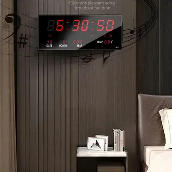 Yaratıcı Led Duvar Saati Dijital Büyük Ekran Duvar Tarihi Oturma Sıcaklık Ev Masa Dekorasyon Saat Alarm Odası Takvim W O2K4