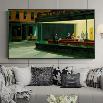 Ünlü resim Edward Hopper Nighthawks Tuval boyama Posterler ve Baskılar Duvar Sanatı Oturma Odası Ev Dekor ıçin (Çerçeve Yok)