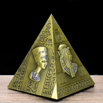 Retro Piramit Kumbara Bronz Heykeli Sikke Mısır Oyma Firavun Piramit Modeli Dünya Mucize turistik hediyelik ev dekorasyonu