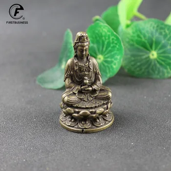 Antik Bronz Guanyin Bodhisattva Buda Heykeli Süsler Yeni Stil Küçük Bakır Buda Minyatürleri Figürler Ev El Sanatları Dekor