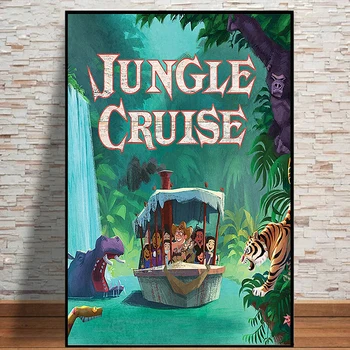 Disney Arka Tarafı Su Kaptan Tekne Hippo Kaplan Yılan Tuval Boyama Duvar Sanatı Disneyland Orman Cruise Cazibe Posteri