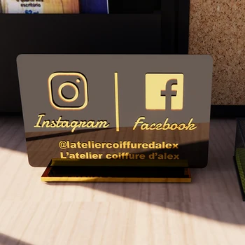 Kişiselleştirilmiş Özel İnstagram Facebook Snapchat Masa Burcu Şirket Mağaza Logosu Mağaza Adı İşareti Özel Ayna Akrilik