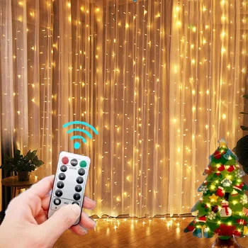 Perde LED Dize İşıklar Noel Dekorasyon 6m Uzaktan Kumanda Tatil Düğün Peri Garland yatak odası lambaları Açık Ev