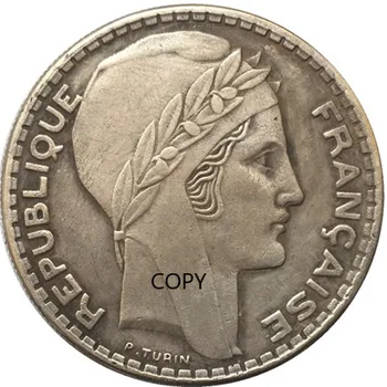 Fransa 1936,1937,1939 20 Frangı Pirinç Gümüş Kaplama Hatıra Tahsil Sikke Hediye Şanslı Mücadelesi Coin KOPYA PARALARI