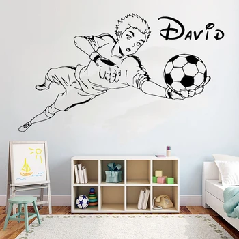 Futbol kaleci vinil Duvar Çıkartması Özelleştirilmiş Yatak Odası Futbolcu adı sticker Erkek Kız Genç Odası dekorasyon 3935
