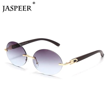 JASPEER 2020 Yeni Oval Çerçevesiz Güneş Kadınlar Marka Tasarımcısı Vintage UV400 Sürüş Güneş Cam Erkekler Çerçevesiz Moda Gözlük