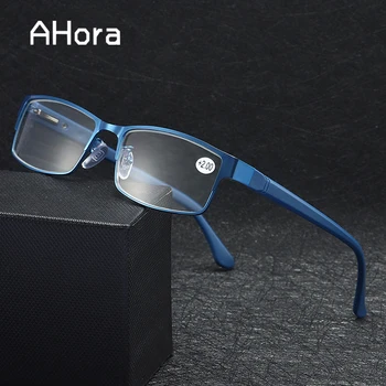 Ahora Yeni TR90 Erkekler İş okuma gözlüğü Metal Çerçeve Kare Okuma Presbiyopi Gözlük Diyoptri +1.0 1.5 2.0 2.5 3.0 4