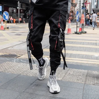 Japon Streetwear Harajuku Moda Erkek Kargo pantolon Joggers Hip Hop Giyim Rahat Düzenli İş Elbisesi Spor Askeri Pantolon