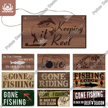 Putuo Dekor Balıkçılık Işaretleri Dekoratif Plaketler Ahşap Plaketler Işaretleri Oturma Ev Kapı Dekor Göl seramik karo Balık Bulucu