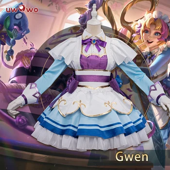 【Gümrükleme sadece 2XL】 UWOWO Oyunu League of Legends Cafe Cuties Gwen Hizmetçi Cosplay Kostüm Hizmetçi Elbise Yeni Gelmesi